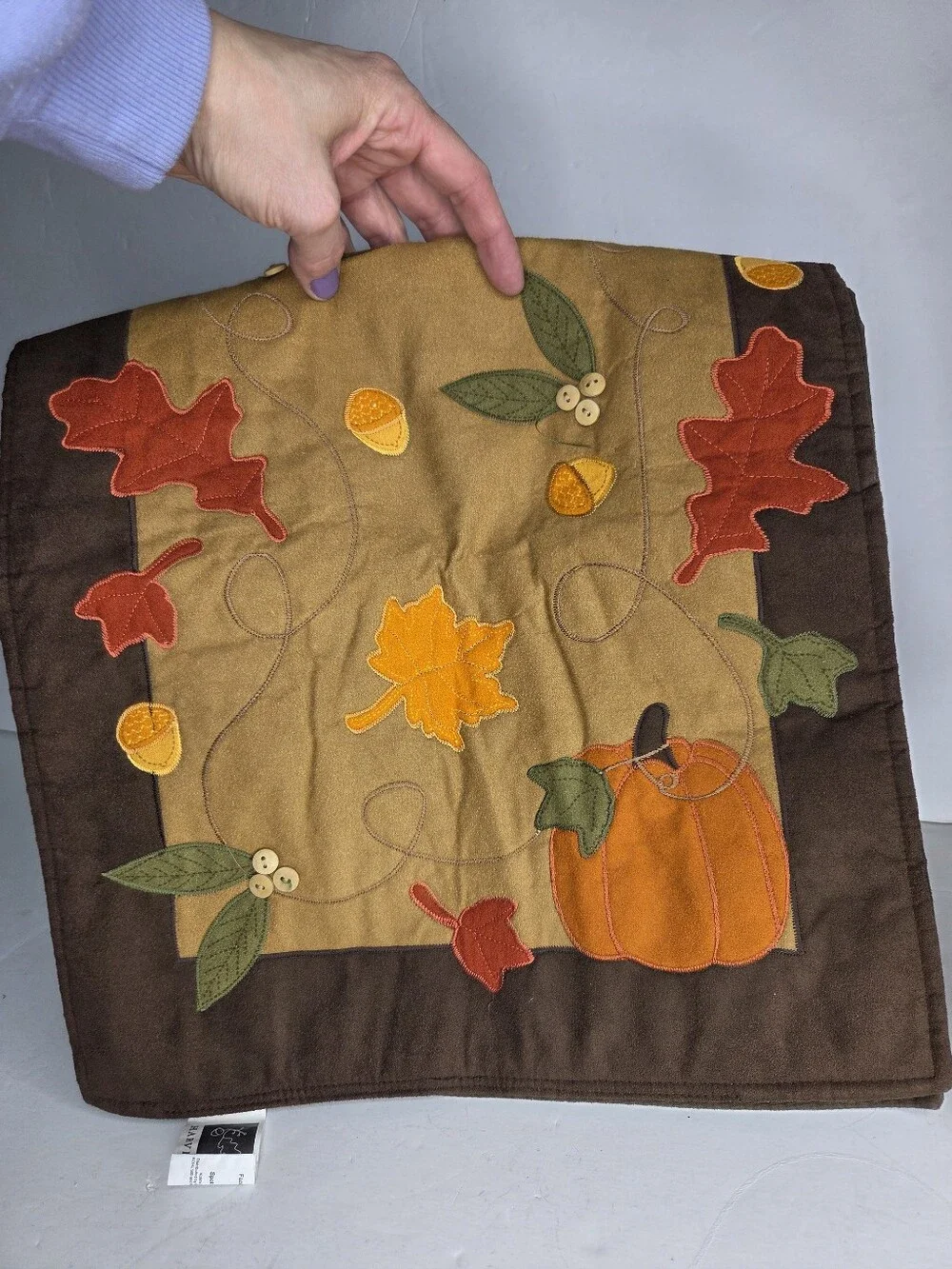 Kohl's Brown Orange Thick Autumn‎ Leaves Acorns Table Runner Fall Thanksgiving